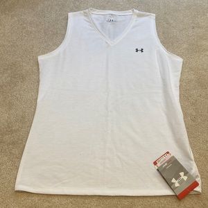 Under Armour white womens athletic tank top, size medium, new with tags!